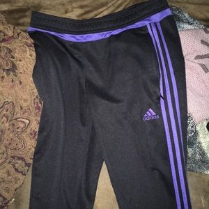 Women’s Black/Purple Adidas jogger sweatpants
